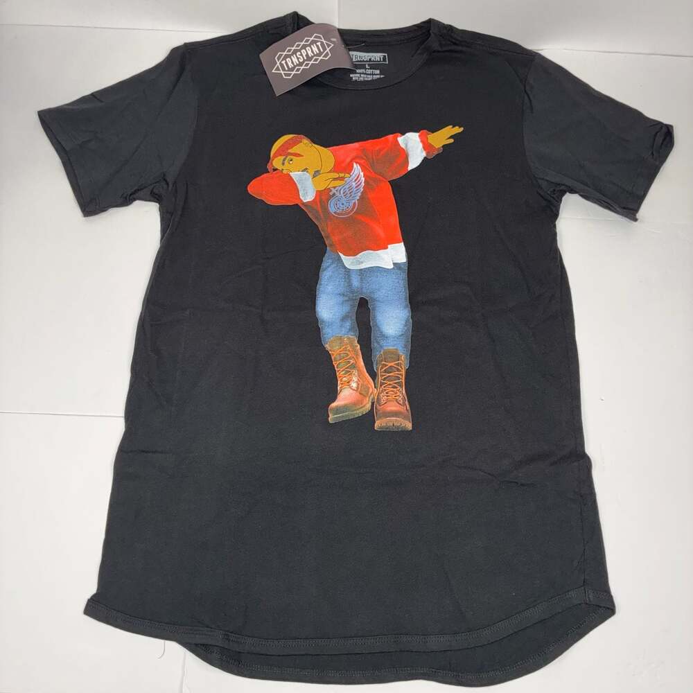 Trnsprnt Men Tupac Dabbing Graphic T-Shirt Black Size L